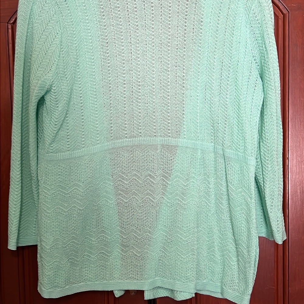 Studio Works Light Aqua Open Cardigan Size Small - Picture 5 of 12